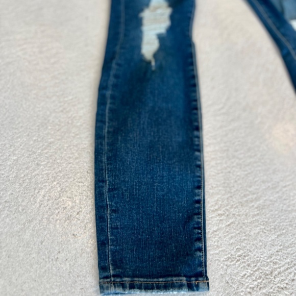 sz 27 High Waisted Good American Distressed Skinny Leg Super Stretch Denim Jeans - Picture 2 of 8